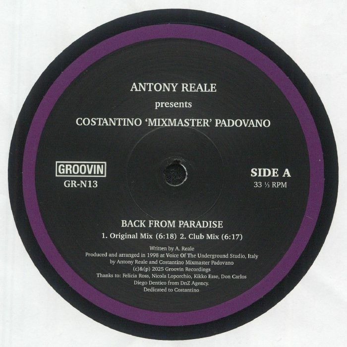 Antony Reale Presents Costantino "Mixmaster" Padovano — Back From Paradise cover